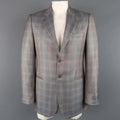 GIORGIO ARMANI 42 Long Grey & Orange Window Pane Wool / Silk Sport Coat GIORGIO ARMANI
