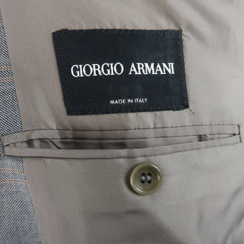 GIORGIO ARMANI 42 Long Grey & Orange Window Pane Wool / Silk Sport Coat GIORGIO ARMANI