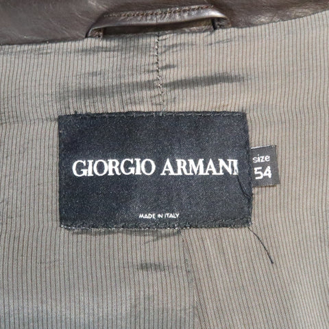GIORGIO ARMANI 44 Brown Leather Notch Lapel  Coat