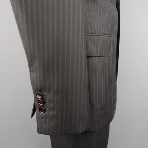 GIORGIO ARMANI 44 Regular Charcoal Stripe Wool Peak Lapel 2 pc Suit GIORGIO ARMANI
