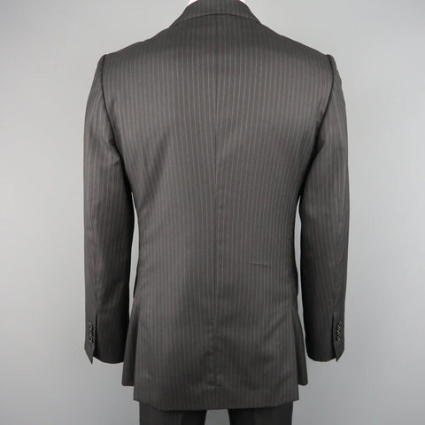 GIORGIO ARMANI 44 Regular Charcoal Stripe Wool Peak Lapel 2 pc Suit GIORGIO ARMANI