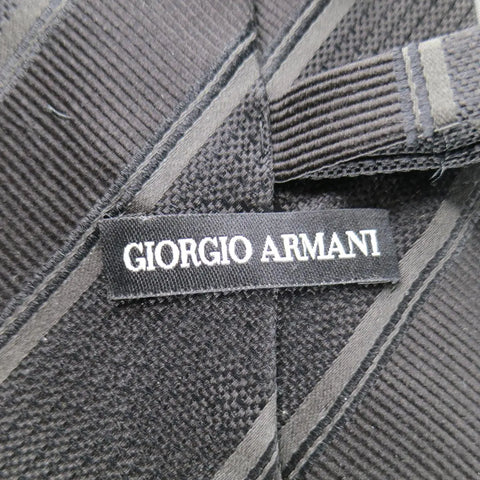 GIORGIO ARMANI Black on Black Diagonal Striped Silk Tie GIORGIO ARMANI