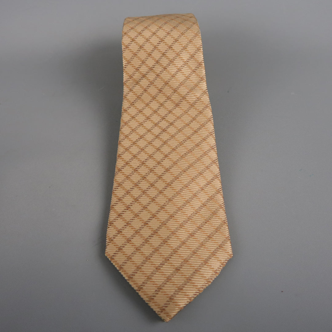 GIORGIO ARMANI Gold Silk Red All Over Striped Tie