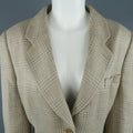 GIORGIO ARMANI Size 12 Beige & Blue Plaid Flax / Silk Blend BlazerJacket GIORGIO ARMANI