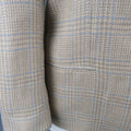 GIORGIO ARMANI Size 12 Beige & Blue Plaid Flax / Silk Blend BlazerJacket GIORGIO ARMANI