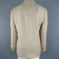 GIORGIO ARMANI Size 12 Beige & Blue Plaid Flax / Silk Blend BlazerJacket GIORGIO ARMANI