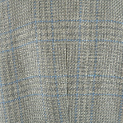 GIORGIO ARMANI Size 12 Beige & Blue Plaid Flax / Silk Blend BlazerJacket