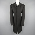 GIORGIO ARMANI Size 12 Black Wool Collared Hidden Placket Snap Car Coat GIORGIO ARMANI