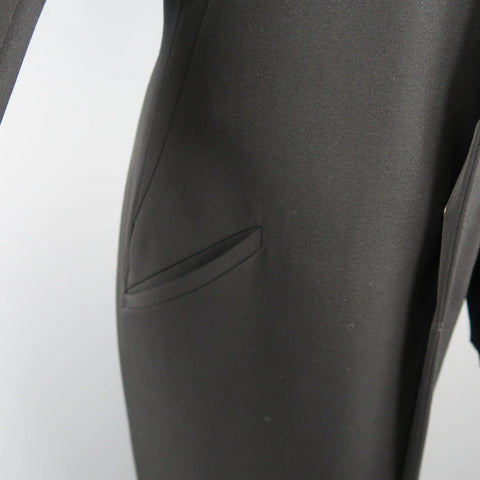 GIORGIO ARMANI Size 12 Black Wool Collared Hidden Placket Snap Car Coat GIORGIO ARMANI