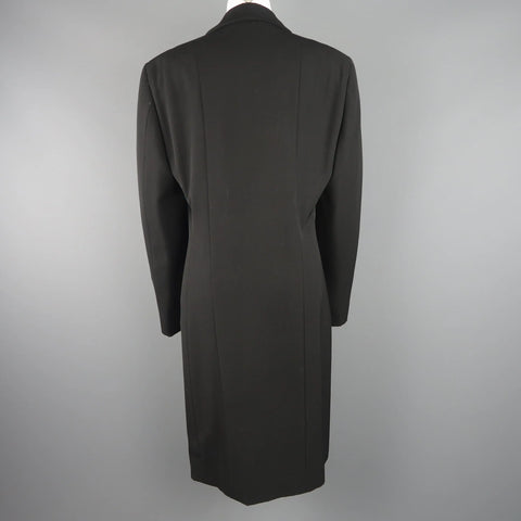 GIORGIO ARMANI Size 12 Black Wool Collared Hidden Placket Snap Car Coat GIORGIO ARMANI