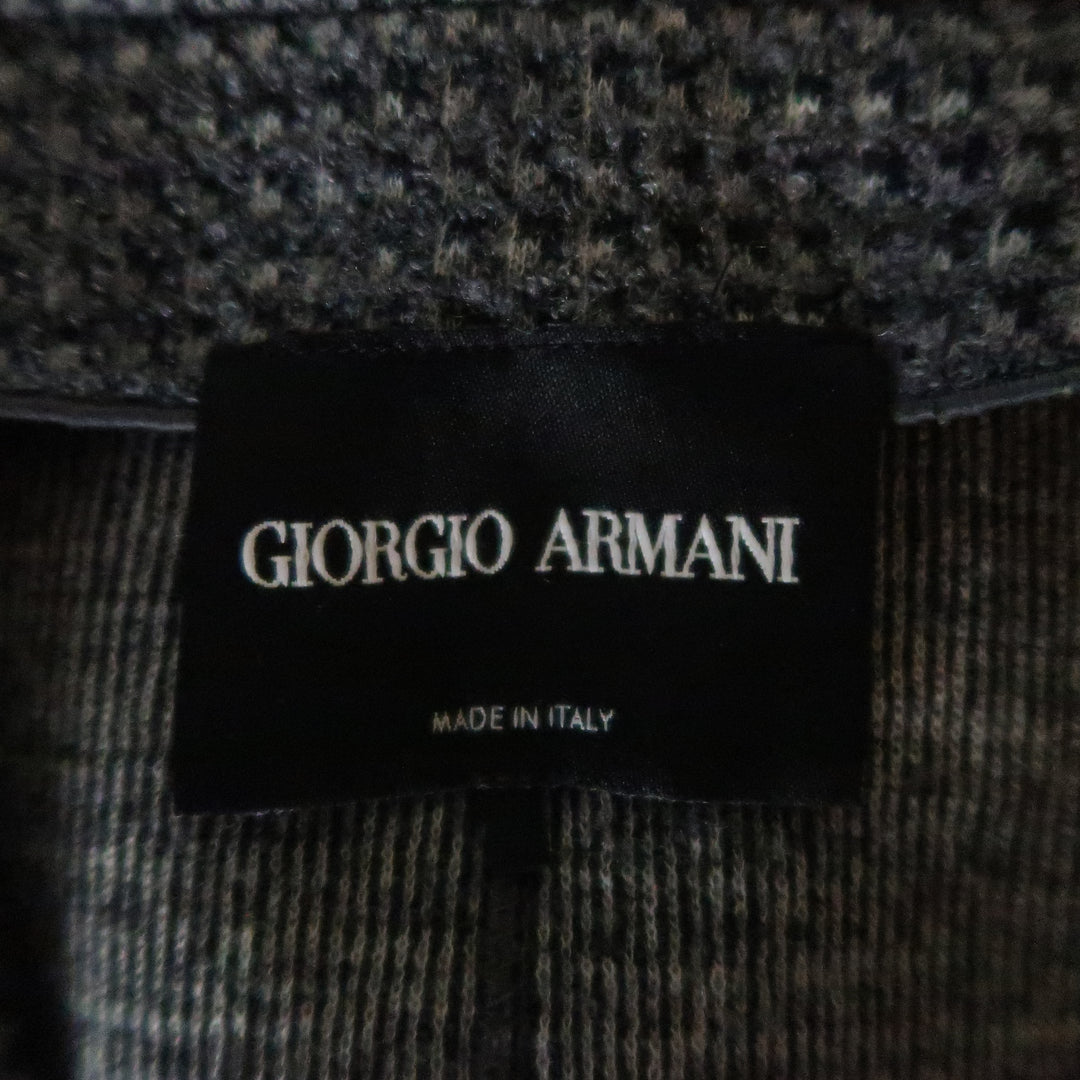 GIORGIO ARMANI Size 16 Grey Textured Wool Blend Notch Lapel Jacket