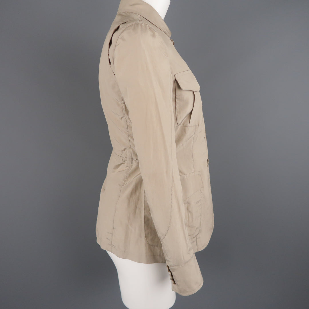 GIORGIO ARMANI Size 2 Khaki Silk Blend Safari Jacket
