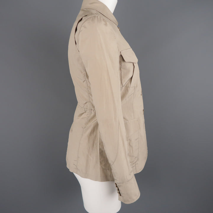 GIORGIO ARMANI Size 2 Khaki Silk Blend Safari Jacket