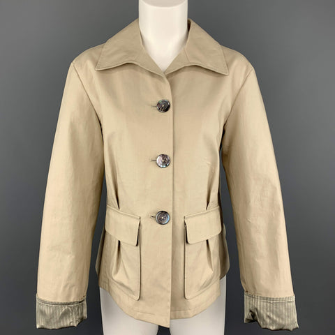GIORGIO ARMANI Size 6 Khaki Cotton Blend Patch Pocket  Jacket