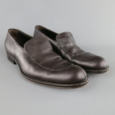 GIORGIO ARMANI Size 9.5 Brown Leather Split Apron Toe Loafers