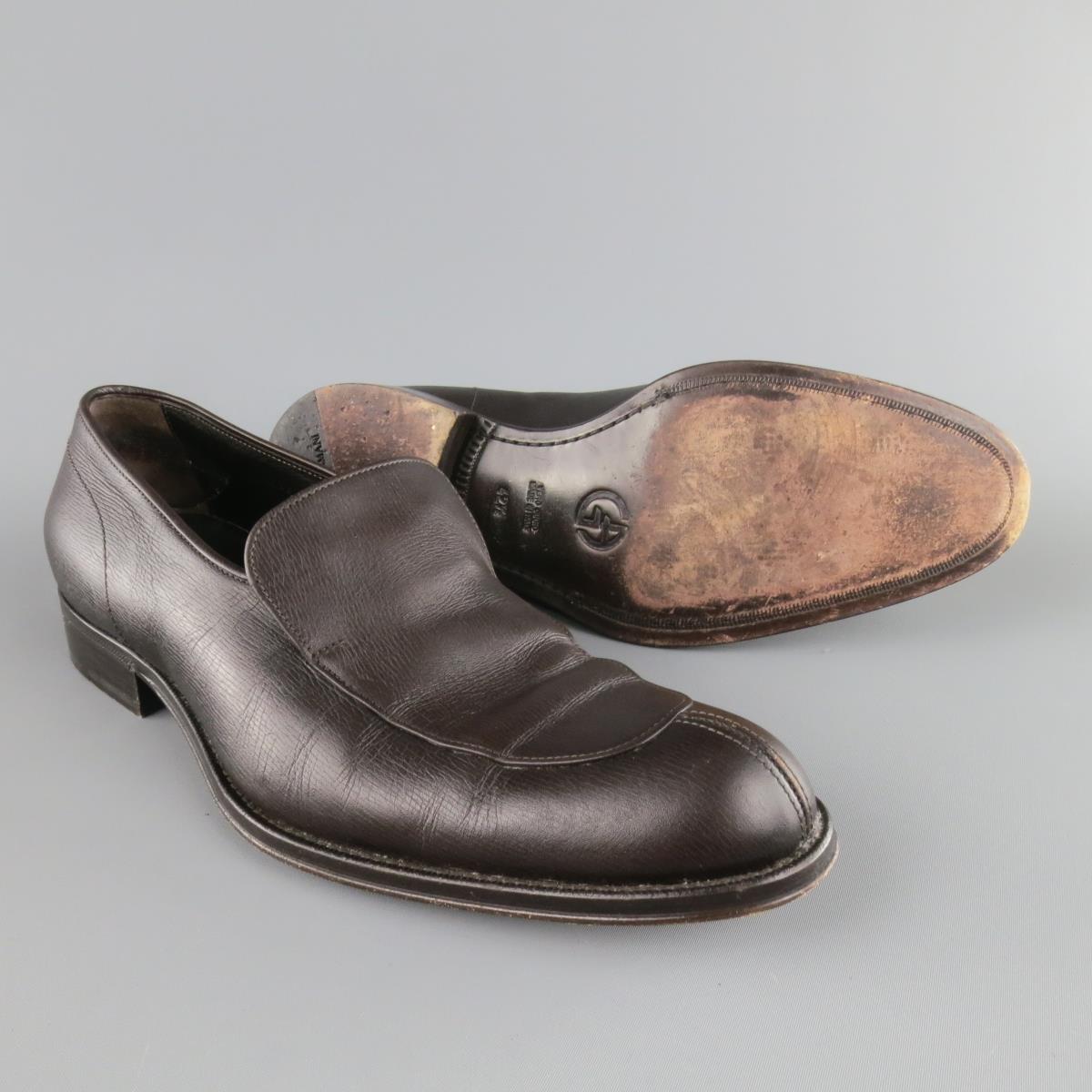 GIORGIO ARMANI Size 9.5 Brown Leather Split Apron Toe Loafers
