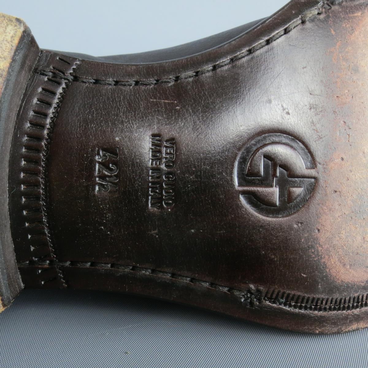 GIORGIO ARMANI Size 9.5 Brown Leather Split Apron Toe Loafers