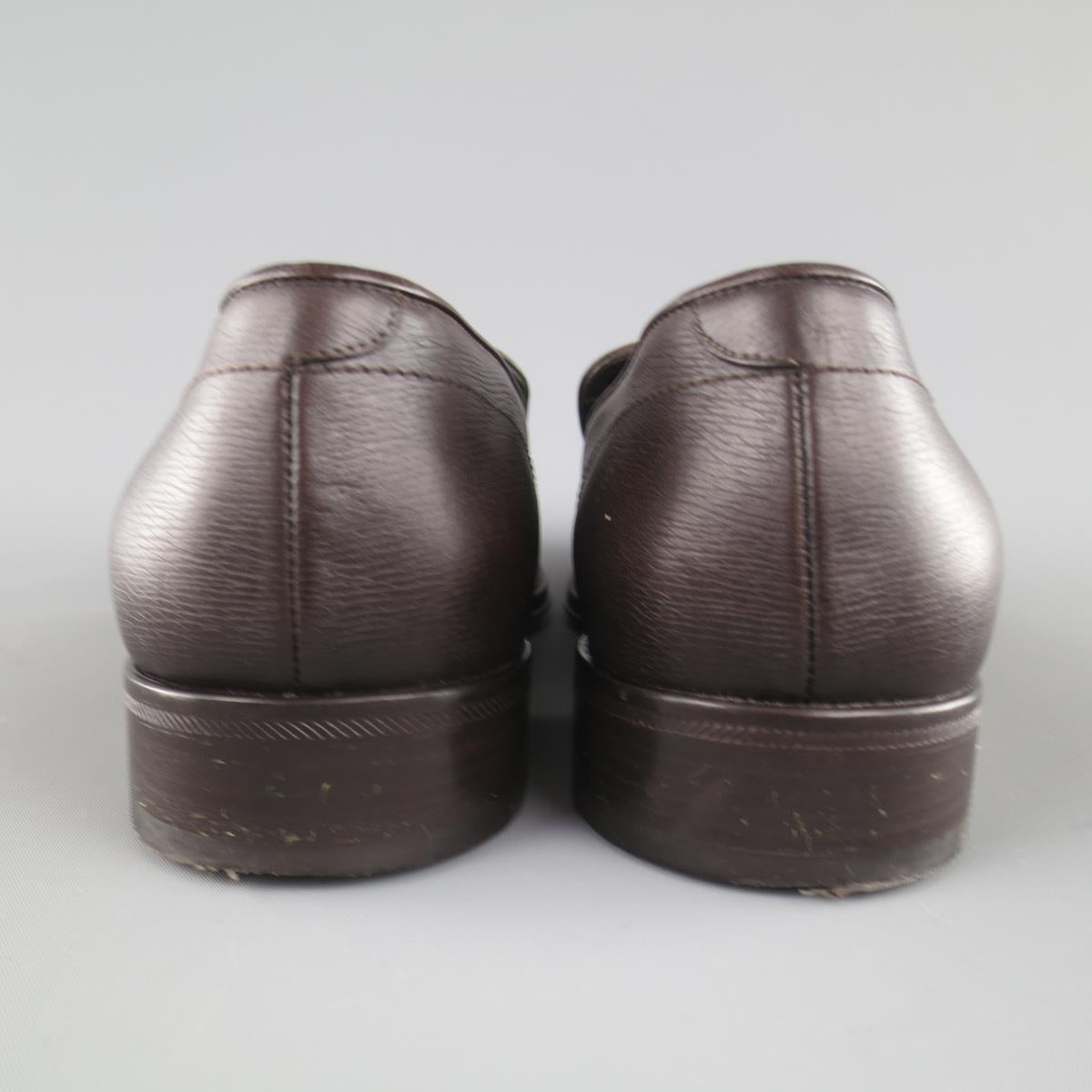 GIORGIO ARMANI Size 9.5 Brown Leather Split Apron Toe Loafers