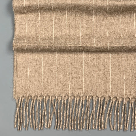 GIORGIO ARMANI Taupe Cashmere Stripe Scarf