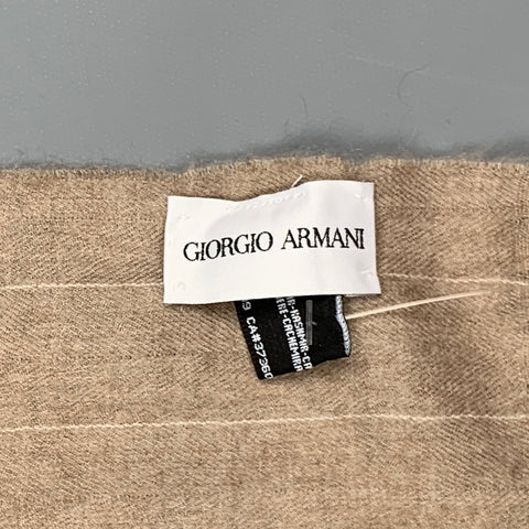 GIORGIO ARMANI Taupe Cashmere Stripe Scarf