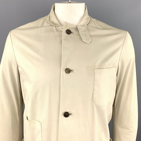 GIORGIO BRATO 42 Ivory Soft Leather Patch Pocket Tab Collar Jacket