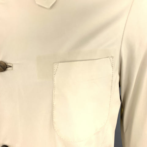GIORGIO BRATO 42 Chaqueta de cuero suave marfil con bolsillo de parche y cuello con lengüeta