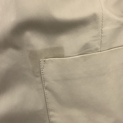 GIORGIO BRATO 42 Chaqueta de cuero suave marfil con bolsillo de parche y cuello con lengüeta