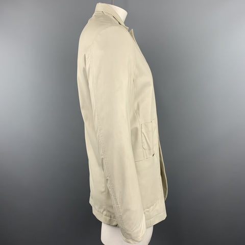 GIORGIO BRATO 42 Chaqueta de cuero suave marfil con bolsillo de parche y cuello con lengüeta