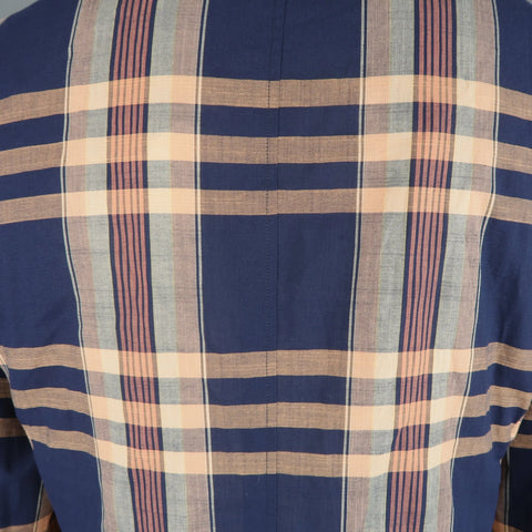 GITMAN BROS 44 Navy & Peach Plaid Cotton Notch Lapel Sport Coat GITMAN BROS