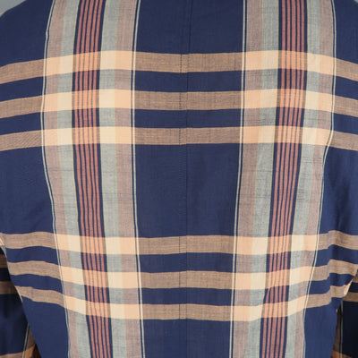 GITMAN BROS 44 Navy & Peach Plaid Cotton Notch Lapel Sport Coat