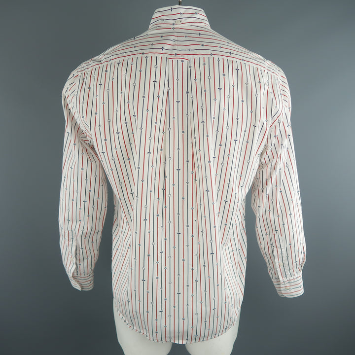 GITMAN VINTAGE Size L White Stripe Cotton Button Down Long Sleeve Shirt