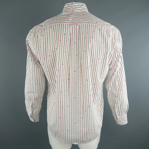 GITMAN VINTAGE Size L White Stripe Cotton Button Down Long Sleeve Shirt GITMAN VINTAGE