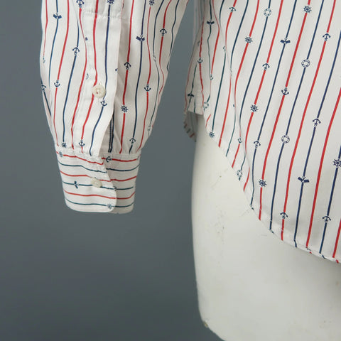 GITMAN VINTAGE Size L White Stripe Cotton Button Down Long Sleeve Shirt GITMAN VINTAGE