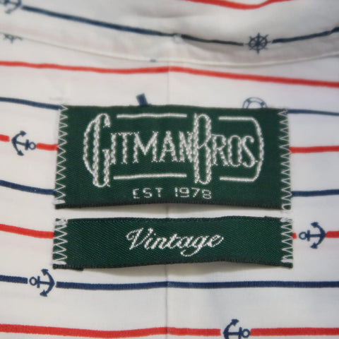 GITMAN VINTAGE Size L White Stripe Cotton Button Down Long Sleeve Shirt GITMAN VINTAGE