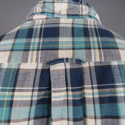 GITMAN VINTAGE Size XL Aqua Blue Plaid Cotton Long Sleeve Button Down Shirt