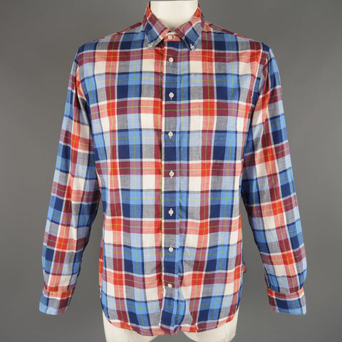 GITMAN VINTAGE Size XL Red White & Blue Plaid Cotton Long Sleeve Shirt GITMAN VINTAGE
