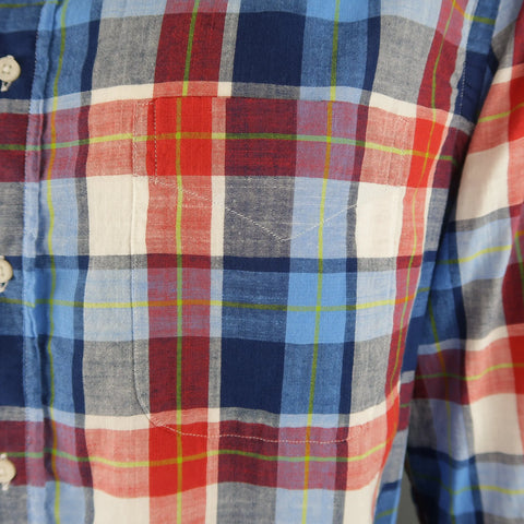 GITMAN VINTAGE Size XL Red White & Blue Plaid Cotton Long Sleeve Shirt GITMAN VINTAGE