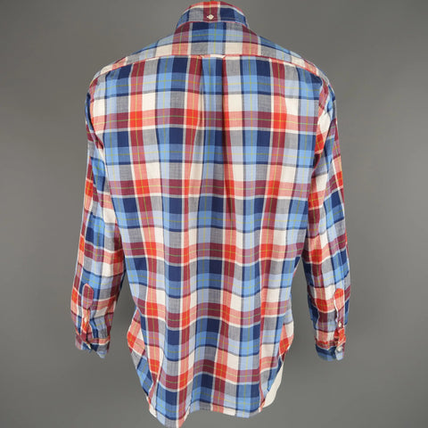 GITMAN VINTAGE Size XL Red White & Blue Plaid Cotton Long Sleeve Shirt GITMAN VINTAGE