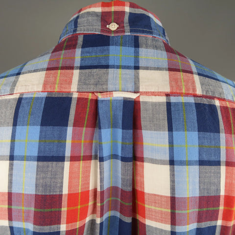 GITMAN VINTAGE Size XL Red White & Blue Plaid Cotton Long Sleeve Shirt GITMAN VINTAGE