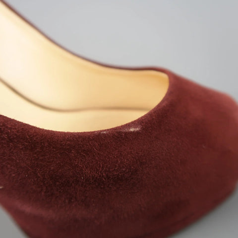 GIUSEPPE ZANOTTI Size 6.5 Burgundy Suede Peep Toe Platform SHARON Pumps GIUSEPPE ZANOTTI