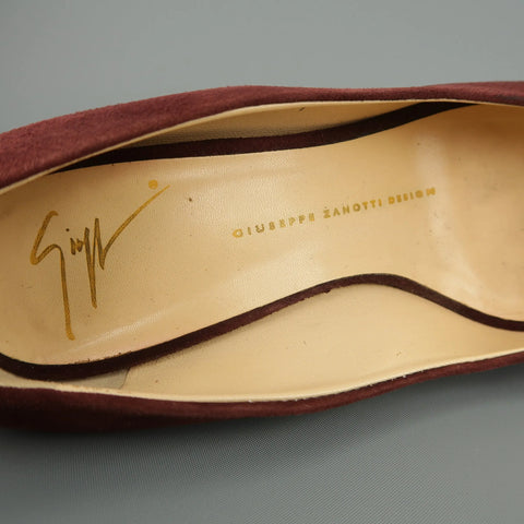 GIUSEPPE ZANOTTI Size 6.5 Burgundy Suede Peep Toe Platform SHARON Pumps GIUSEPPE ZANOTTI