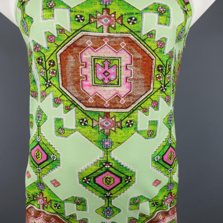 GIVENCHY Resort 2016 Size S Mint Green Aztec Carpet Print Cotton Tank Top