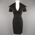 GIVENCHY Size S Black Jersey Wide Collared Polo Sheath Dress GIVENCHY
