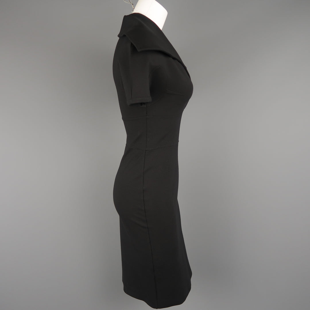 GIVENCHY Size S Black Jersey Wide Collared Polo Sheath Dress