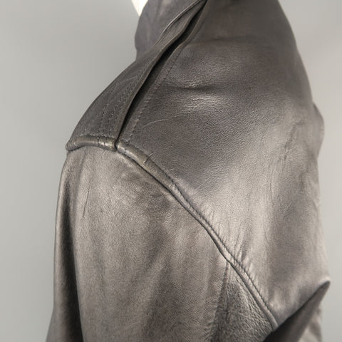 GOLDEN BEAR M Chaqueta bomber con cuello de cuero desgastado azul marino 