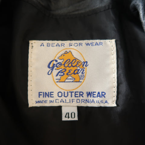 GOLDEN BEAR M Chaqueta bomber con cuello de cuero desgastado azul marino 