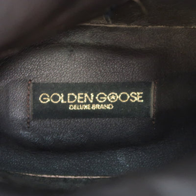 GOLDEN GOOSE Size 11 Black Leather Pull On Mid Calf Biker Boots