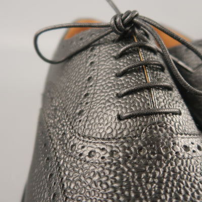 GRENSON Size 8 Black Perforated Leather Wingtip Lace Up