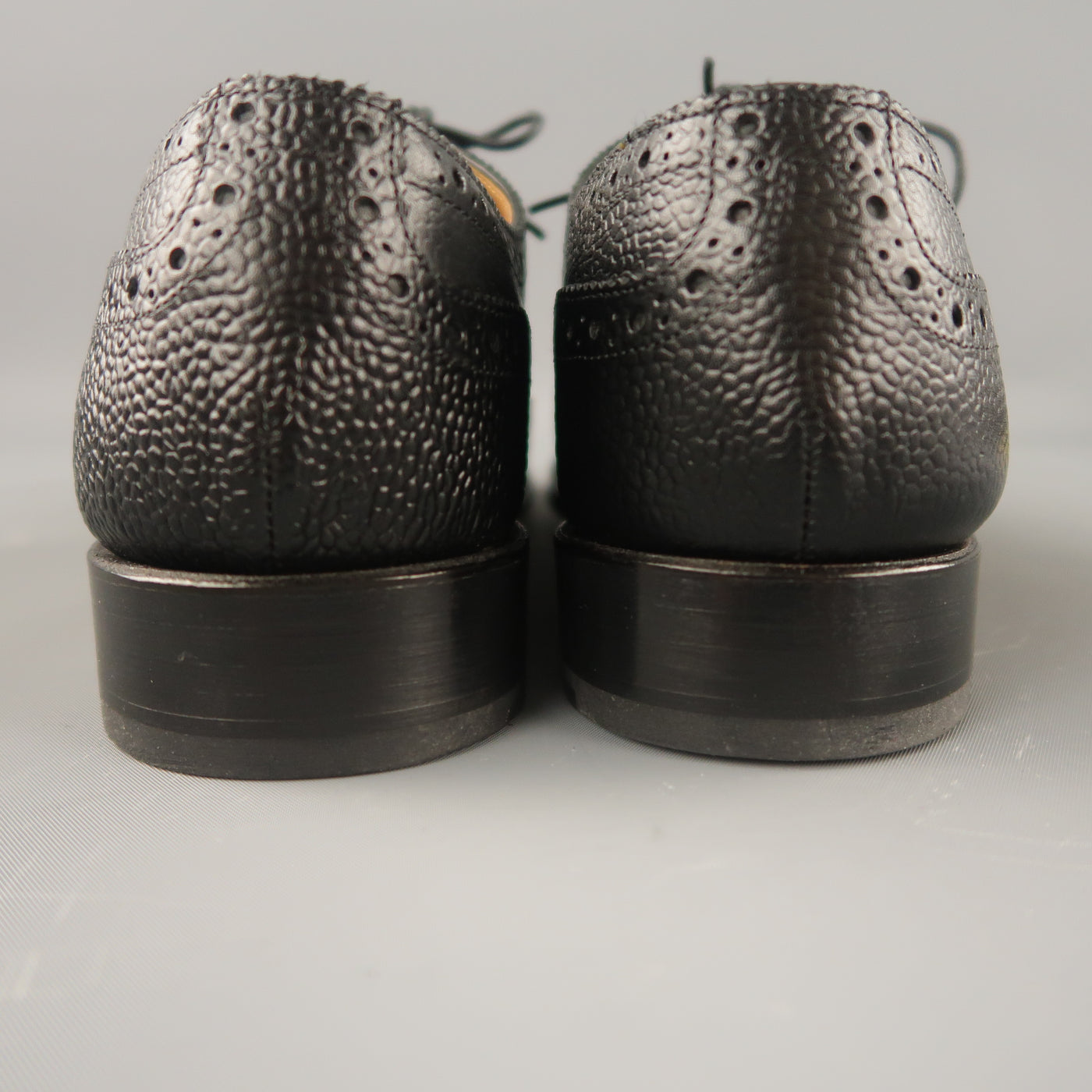 GRENSON Size 8 Black Perforated Leather Wingtip Lace Up