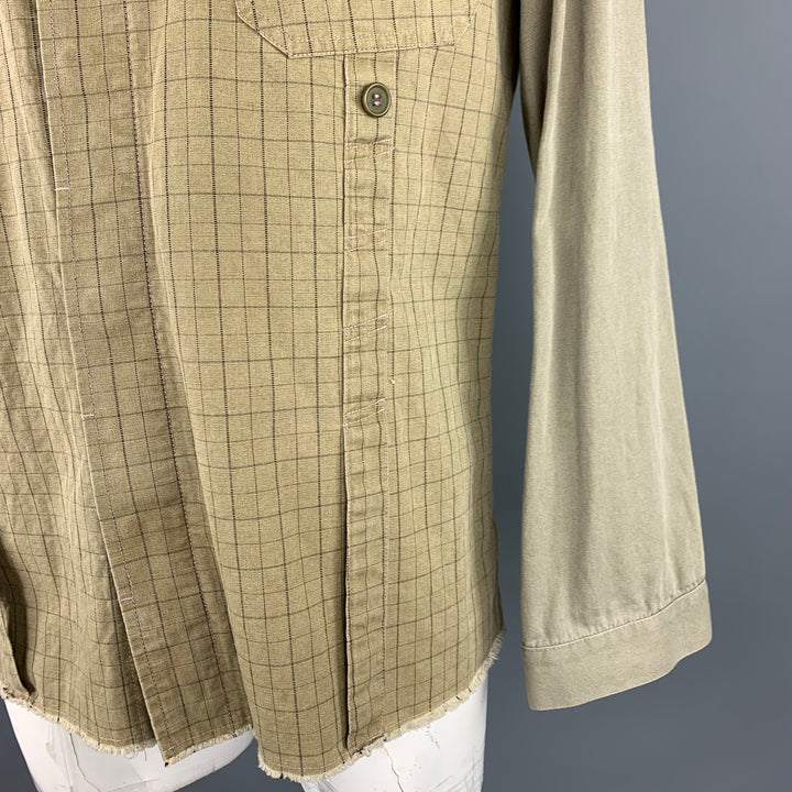 GRIFFIN XL Khaki Mixed Fabrics Cotton Hidden Buttons Jacket